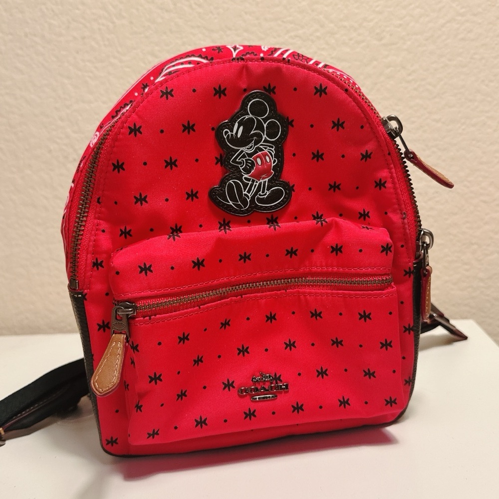 Coach Red Mickey Mouse Backpack - Picture 1 of 9